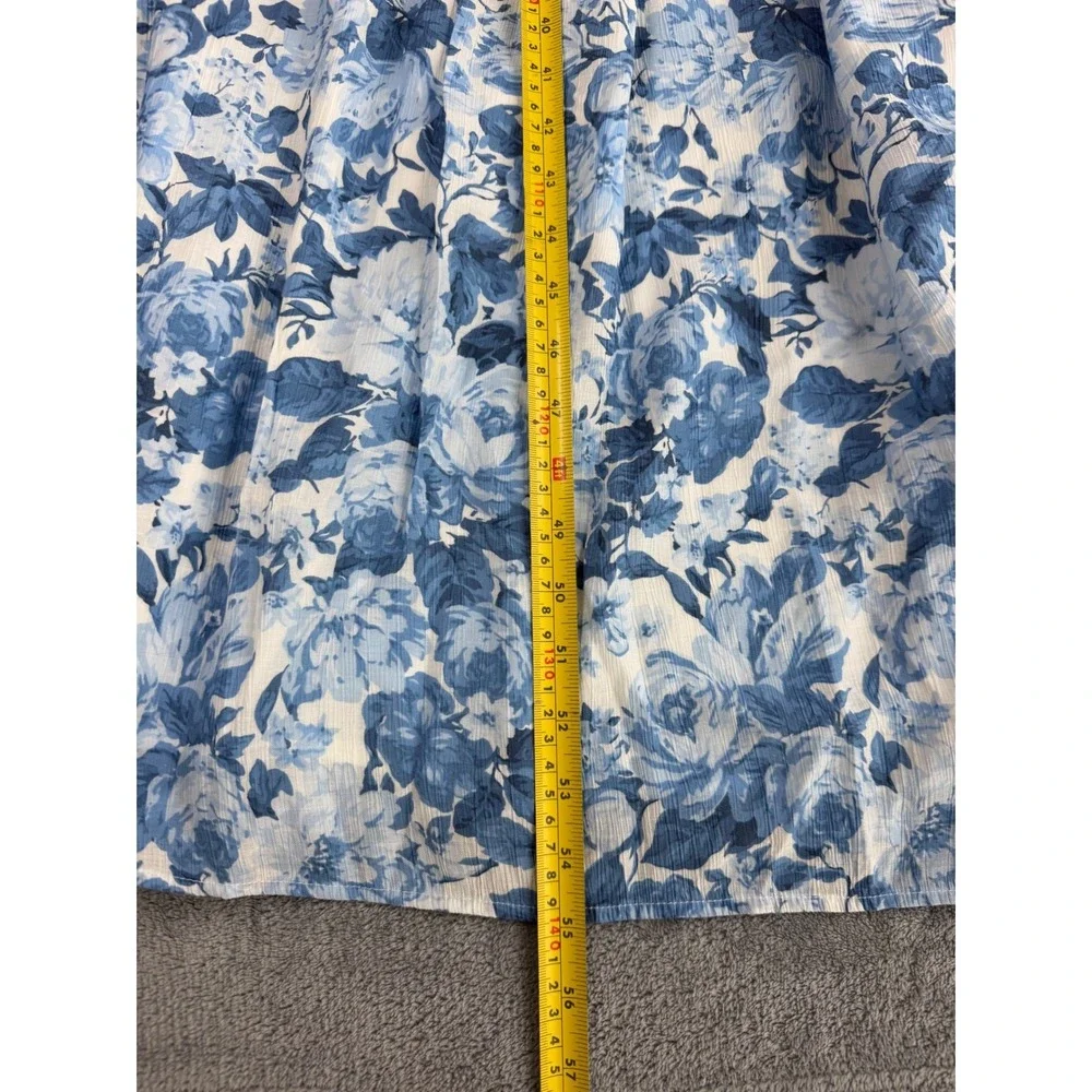 Abercrombie & Fitch Blue White Floral V-Neck Maxi Dress Flowy Skirt S Tall